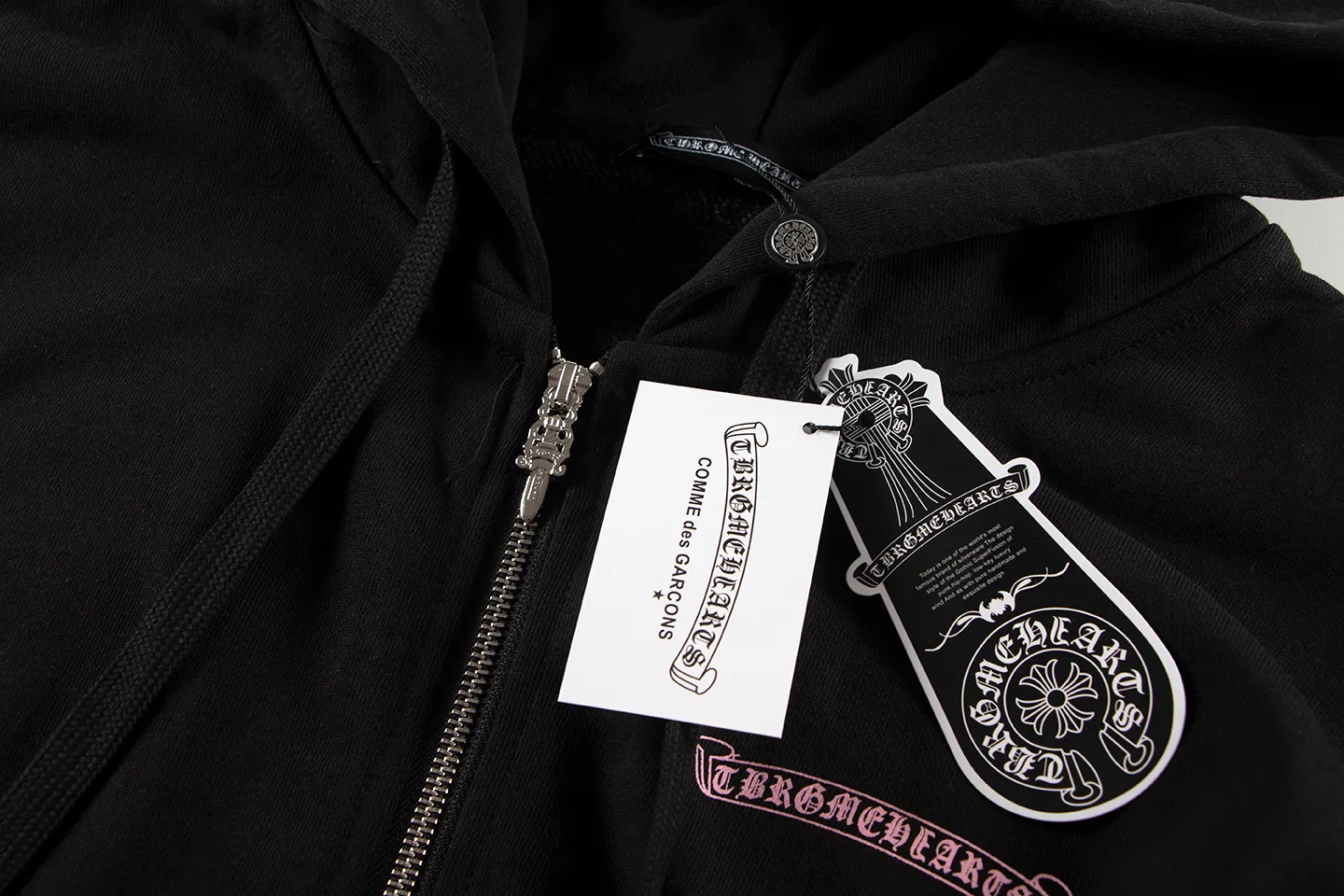 P290 Chrome Hearts Chrome Hearts Sanskrit Letter Print Miami Hot Girl Pink Print Zipper Sweatshirt Size: S M L XL Color: Black